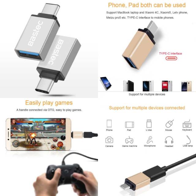 Konektor BASTEC Adapter OTG USB TYPE C to USB 3.1 | Type-C Gamepad Keyboard Mouse Flashdisk Camera