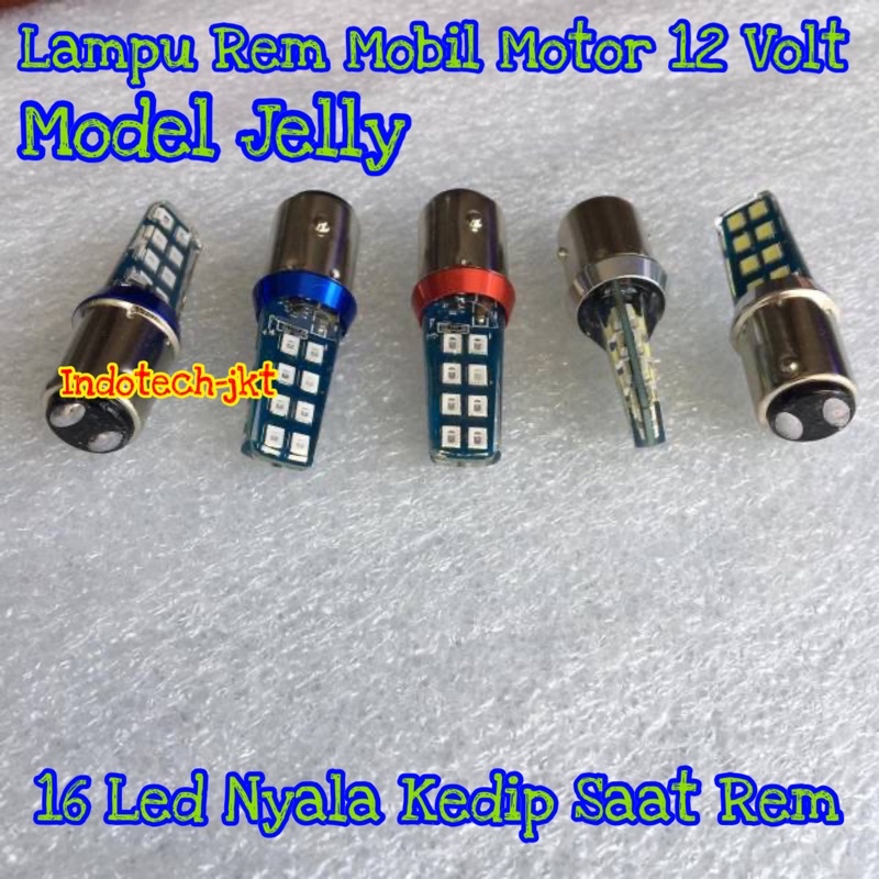 Lampu Led Rem 1157 Mobil Motor 16 Led Nyala Kedip