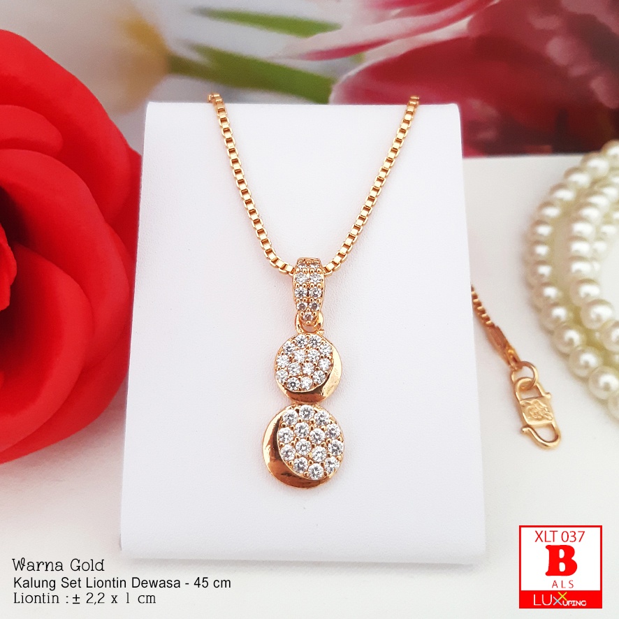 XLT 038  Kalung Itali Set Liontin Permata Sirkon Perhiasan Lapis Emas 18K Aksesoris Wanita Kalung Xuping Merk Yaxiya Meilyn Luxx Xuping