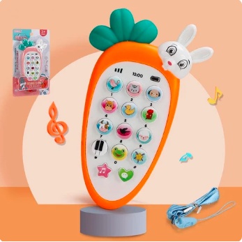 Baby Toy Phone Carrot Telpon Mainan Bayi Wortel Telepon Bayi Baby Children's Music Phone Mainan telpon bunyi Mainan Handphone mainan hp anak bayi edukasi bentuk Wortel Mainan Anak Laki Laki Perempuan Mainan Bayi Viral Mainan Anak Pintar Perkembangan Anak