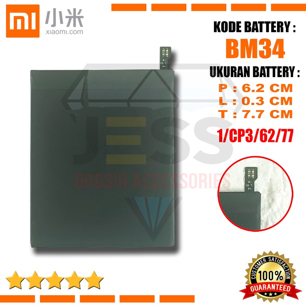 Baterai Battery Original Xiaomi BM34 &amp; BM-34 For type HP Batre Mi Note Pro