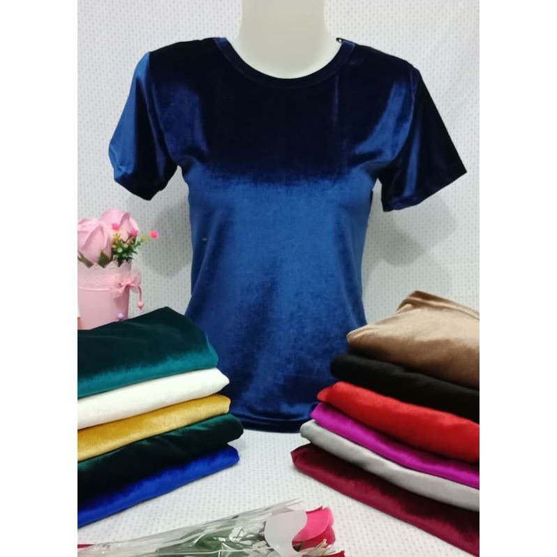  Kaos  wanita 8007 Kaos  Polos  Velvet Beludru bludru 