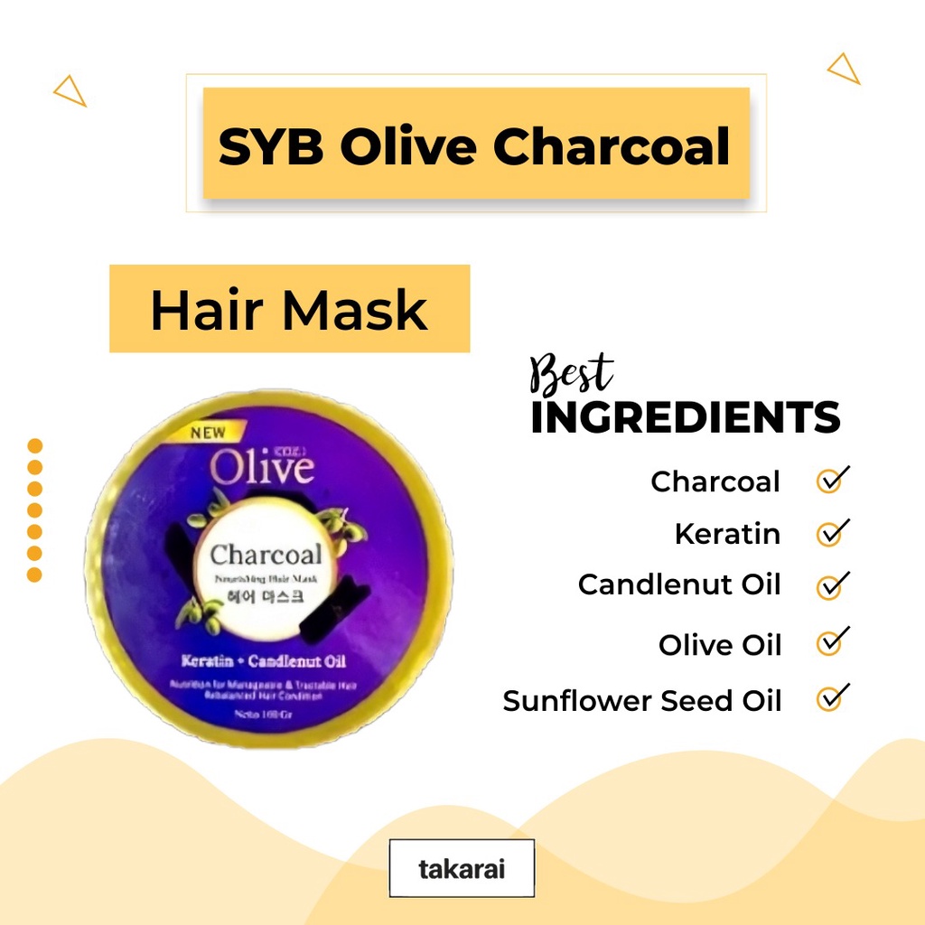 [NEW] SYB CO.E Olive Charcoal Hair Mask Noutrising Rambut Sehat dan Berkilau Sepanjang Hari - 50 Gram