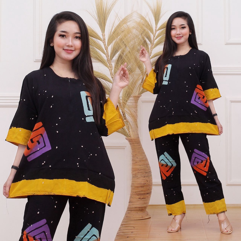 one setelan celana panjang Batik gamis twill jumbo terbaru rayon wanita ibu hamil busui murah bisa C
