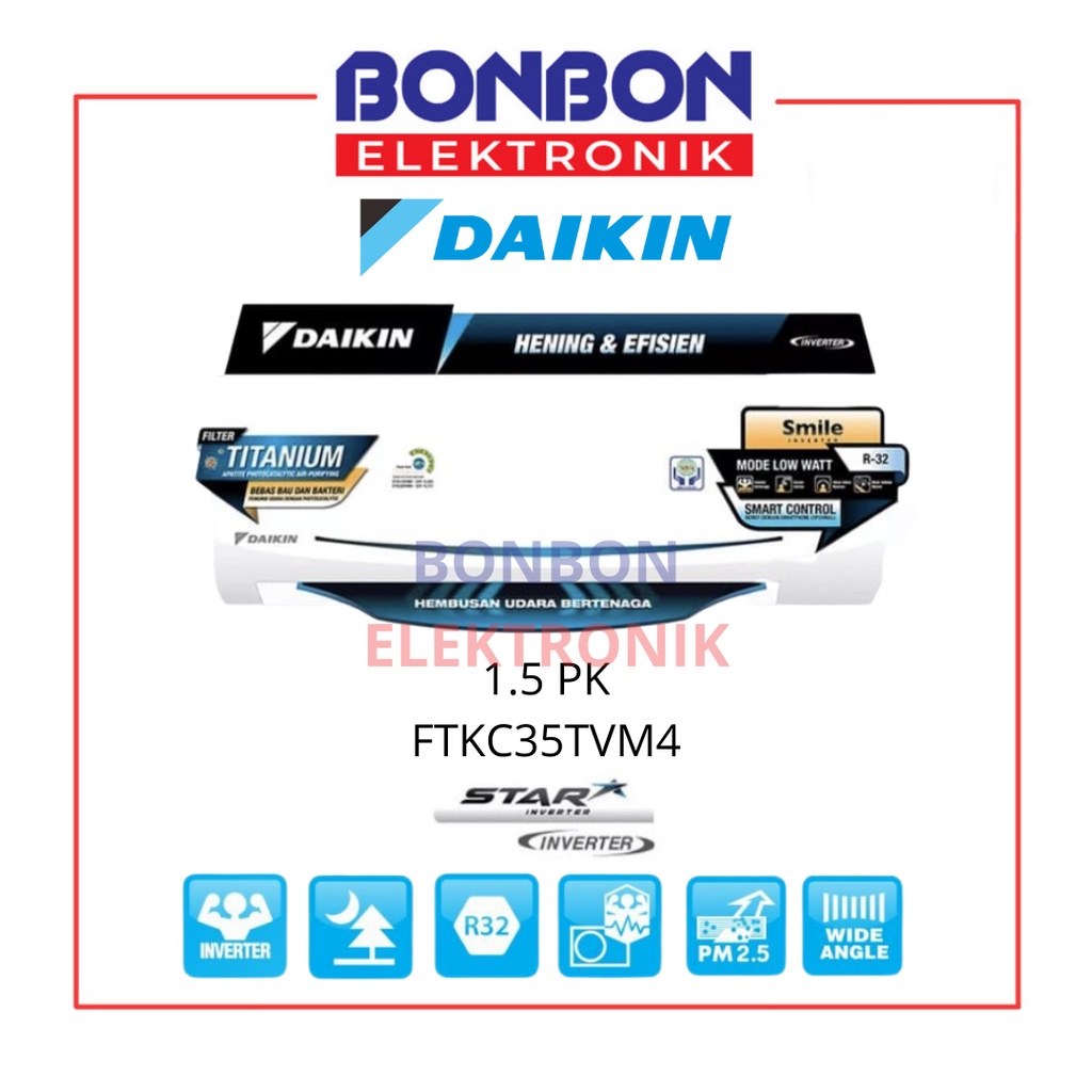 Daikin AC 1.5PK FTKC35TVM4 / 1.5 PK FTKC 35 TVM4 Star Inverter 35TVM4