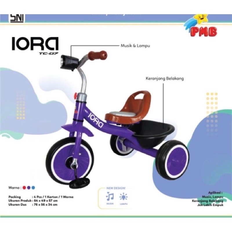 Sepeda anak / sepeda roda tiga / tricycle PMB IORA TC07 new