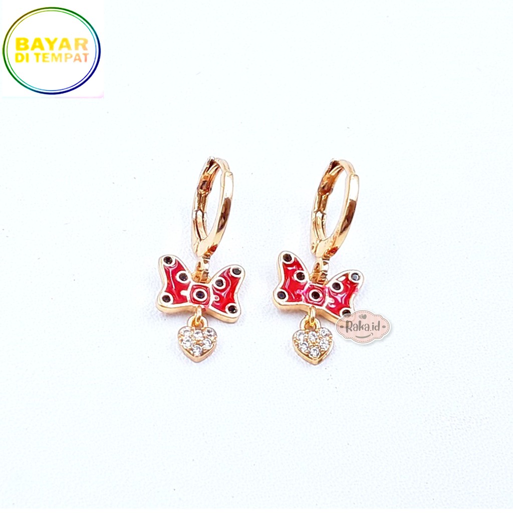 RAKA Acc - Anting Clip / Klip Minnie Mouse Juntai Love Xuping Perhiasan Cantik Wanita Lapis Emas 491