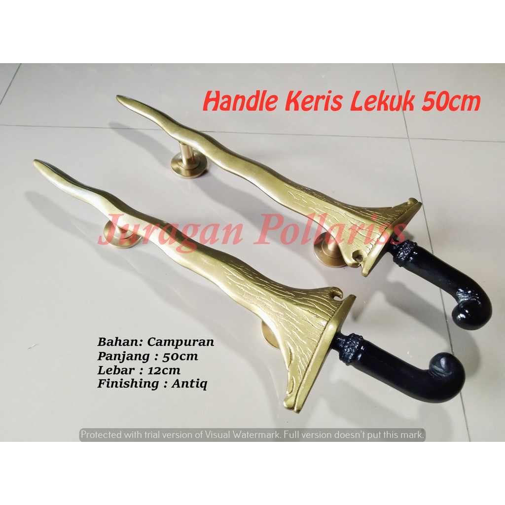 Terlaris Tarikan Handle Pegangan Pintu Rumah Kuningan Antik Unik Harga Murah Motif Keris Lekuk 50cm