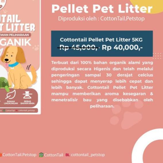 ♢ Cottontail Pellet Pet Litter - Wood Cottontail Pellet Pet Litter 5akg ✫