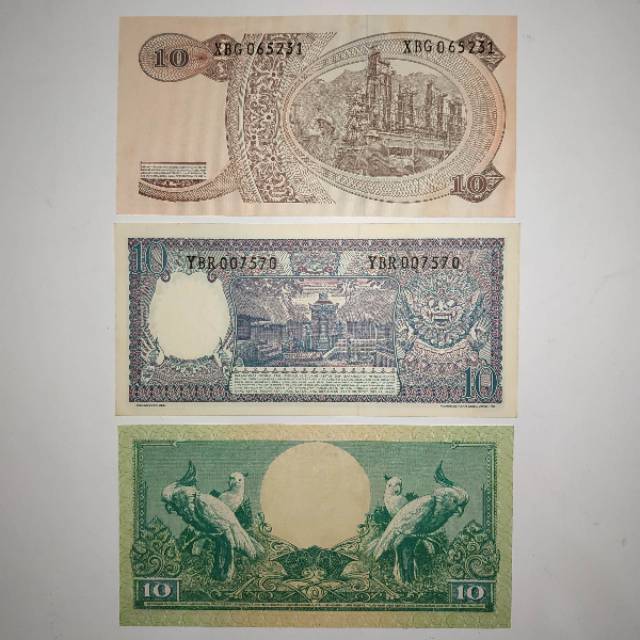 (GRESS) Paket uang kuno 10 rupiah pekerja 10 rupiah seri bunga 10 rupiah jendral sudirman