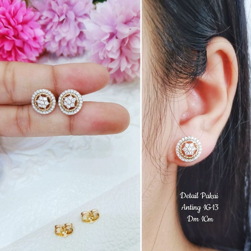 ANTING TITANIUM WANITA ANTING TINDIK WANITA ANTI KARAT MODEL IMITASI BERLIAN ANTI KARAT