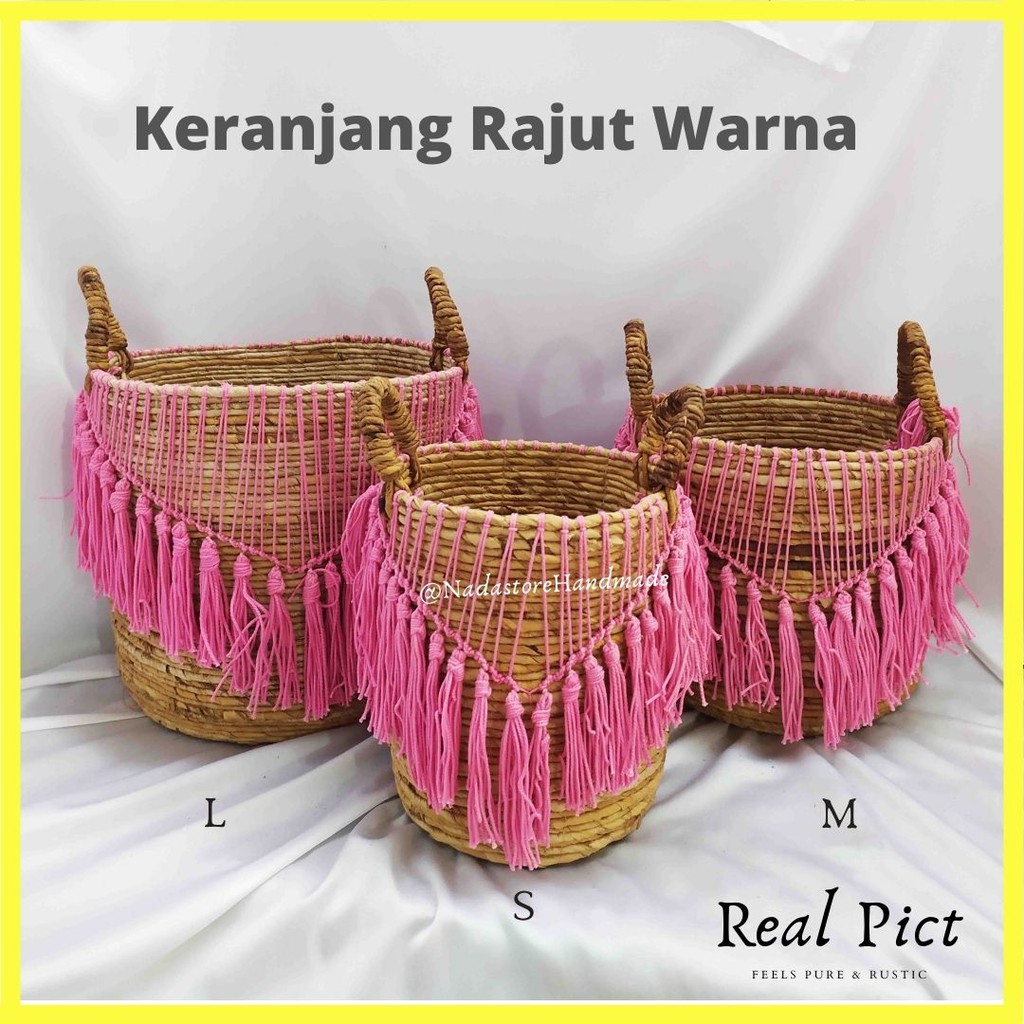 BASKET BANANA  MACRAME WARNA / KERANJANG SERBAGUNA / KERANJANG LAUNDRY