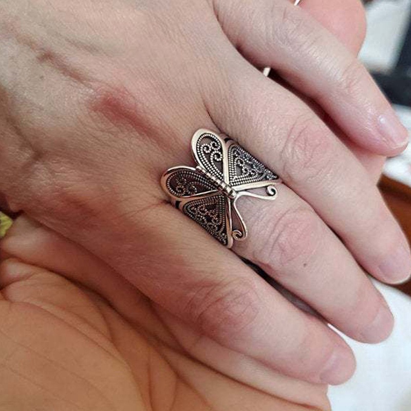 Butterfly Cincin Desain Kupu-Kupu Filigree Bahan Sterling Silver 925