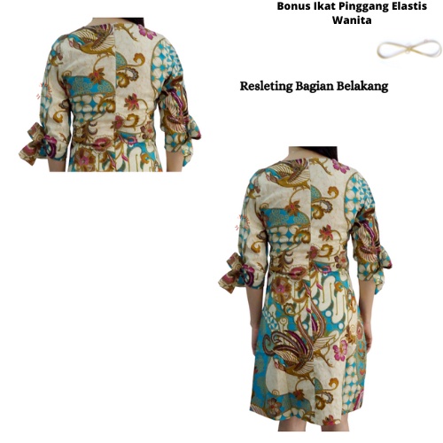 Promo Dress Batik Wanita Terusan Batik Wanita Dewasa Batik Modern Model Terbaru Berhadiah Ikat Pinggang - Lovelybutik