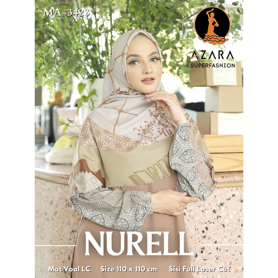 GROSIR 10 PCS - AZARA - Jilbab Segi Empat Azara Nurel Motif LC