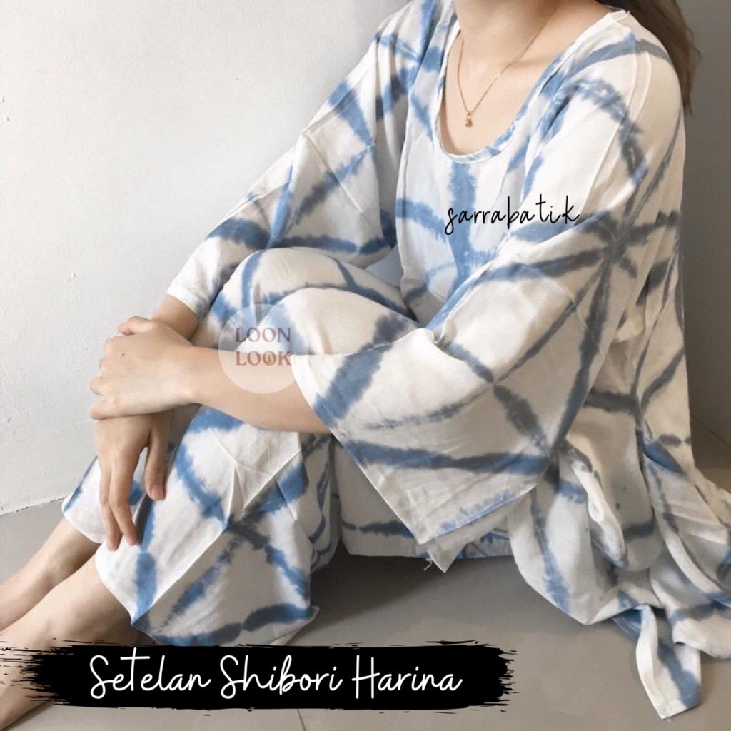 Setelan Shibori Terompet Harina Batik Tie Dye Rayon Daily Set Home Set Jumbo Muslim Casual Pesta