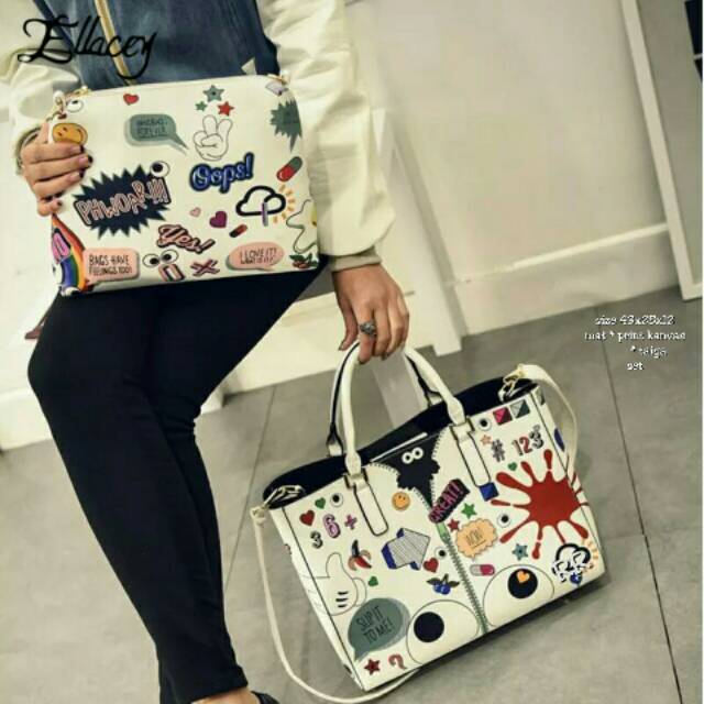 Handbags Tas doctor/slempang Tote/Tas tangan Sling bag murah Set Motif