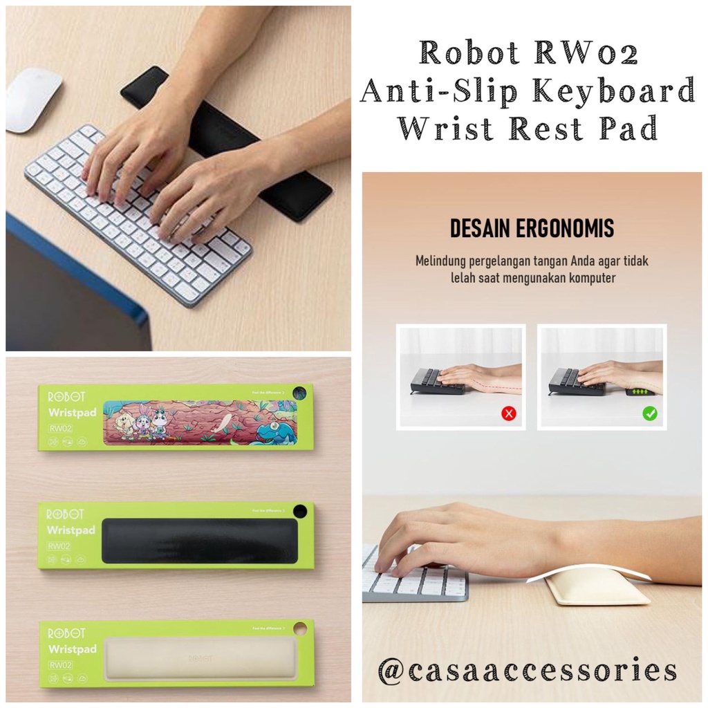 Robot RW02 Keyboard Wrist Rest Pad Anti-Slip Memory Foam Wristpad