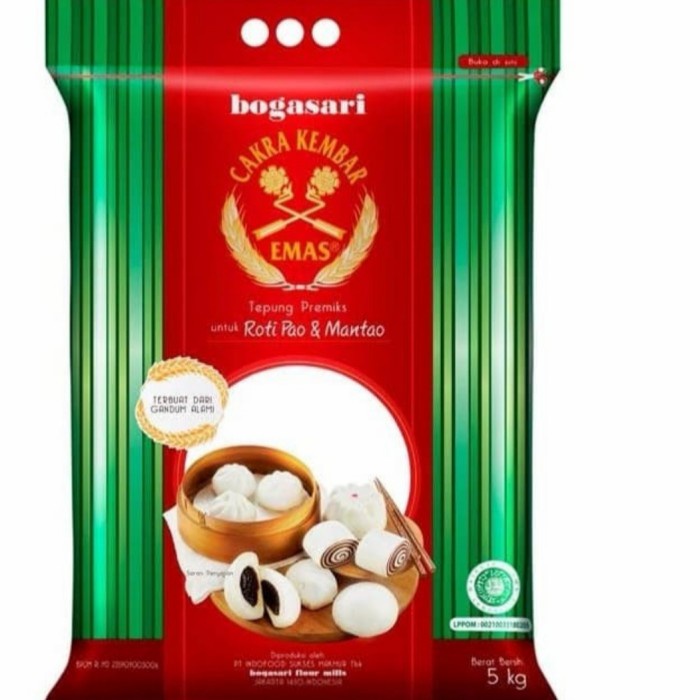 

BISA COD Tepung cakra kembar emas premium untuk pao dan mantau 5 kg