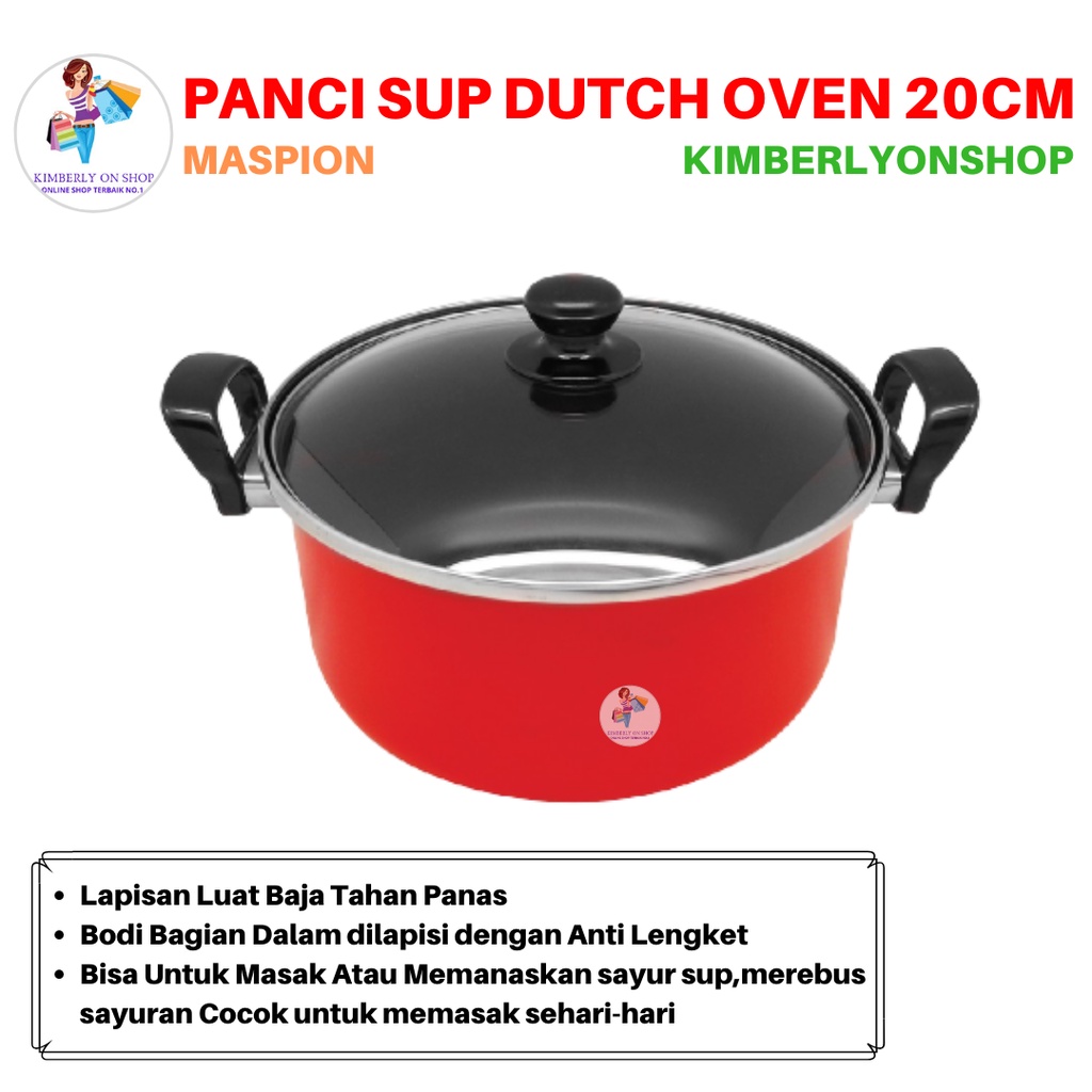 Panci Dutch Oven 20 cm Serbaguna Ebonit Handle Maspion Anti Lengket