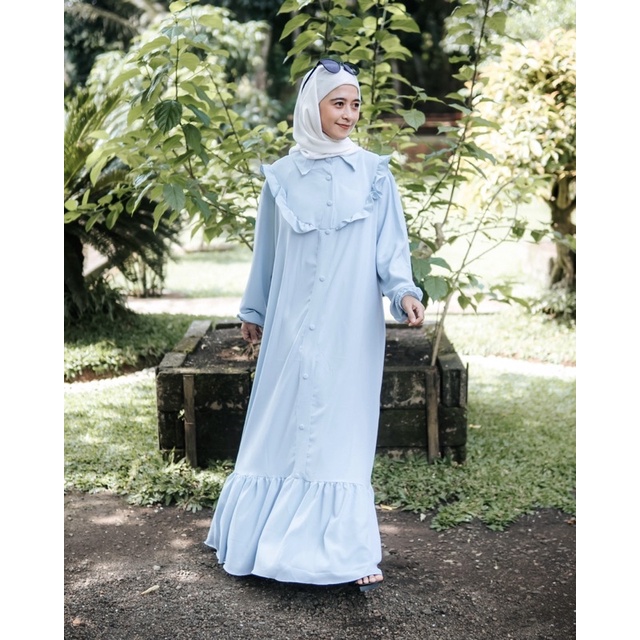 Gamis Crinkle Airflow Jumbo Premium | Dress Crinkle Kancing Polos