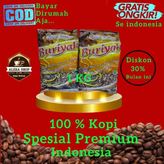 

KOPI ARABIKA/KOPI BUBUK MURNI HITAM LOKAL TANPA CAMPURAN NIKMAT AROMA MANTAP MURAH GROSIR - 1kg