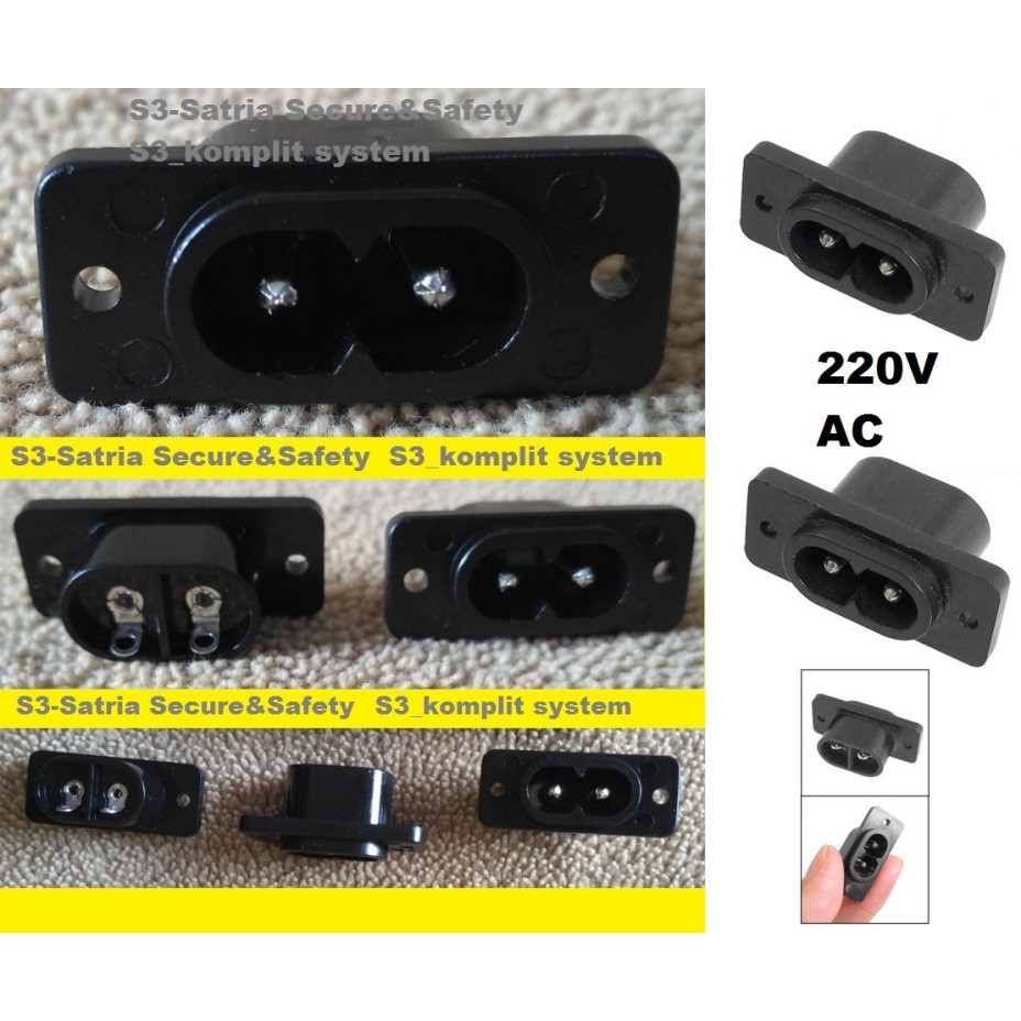 Soket konektor kabel Power2 lubang / connector Socket AC 2 pin Angka 8