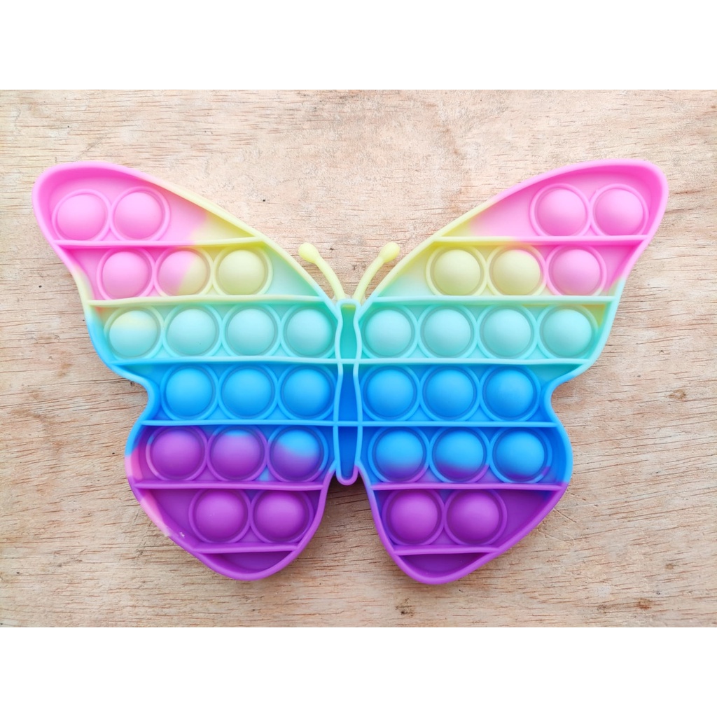 LYSASHOP -  Pop It BESAR AMONG US DINO UNICORN SEGIEMPAT JUMBO RAINBOW PUZZLE MAINAN EDUKASI ANAK-Kupu - Kupu Pastel