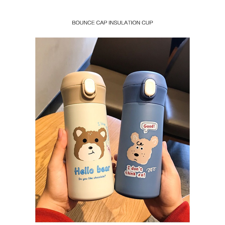 Botol Minum 500ml Stainless Steel Bottle Cartoon Thermos Travel Cup Milk Coffe