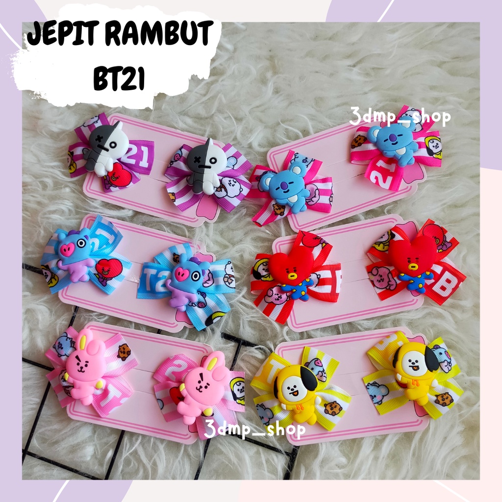 [2pc] Jepit rambut bulu cooky tata rj shooky mang tata chimmy bts bt21