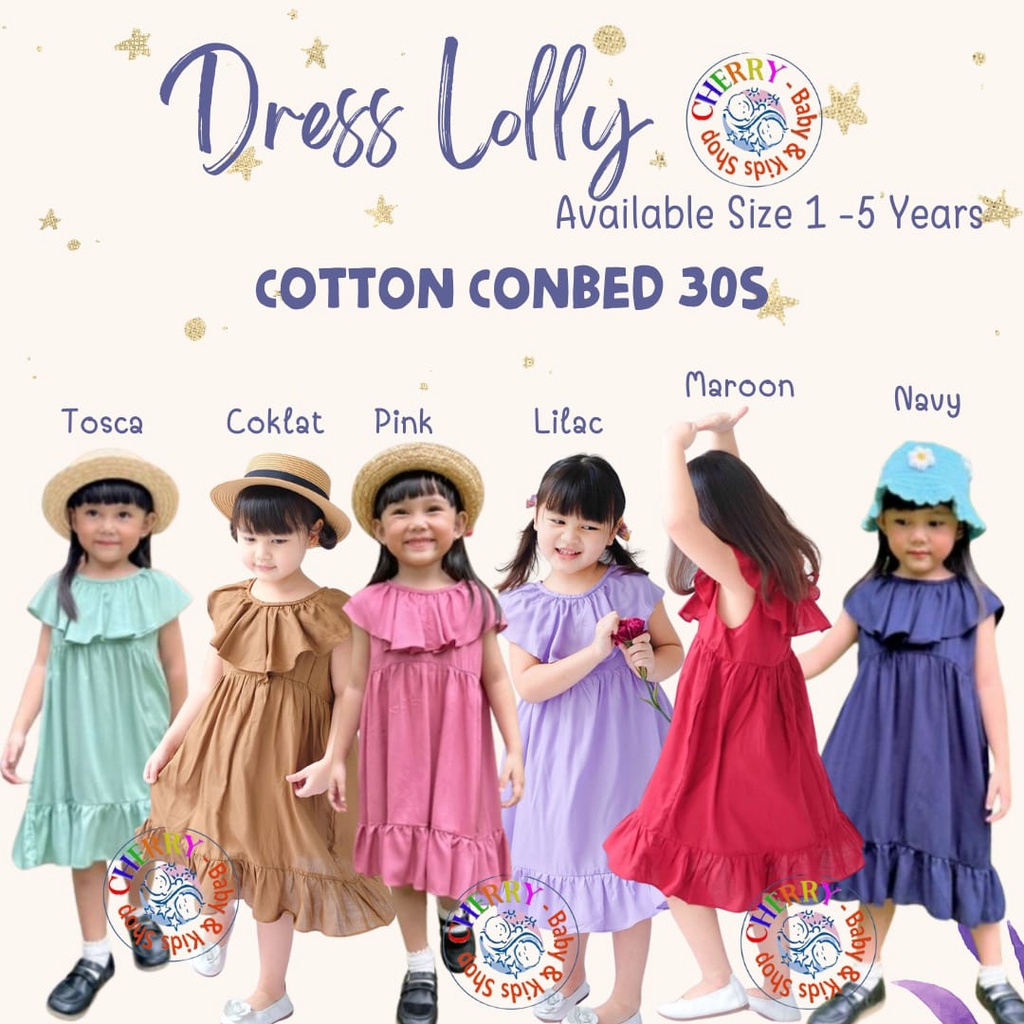 Dress Loly 1 - 5 Tahun Dress Anak Smilee Lolly Dress Lucu Adem Lembut Sehari hari Anak CBKS S23