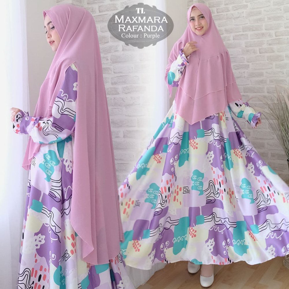 Unik Busana Syari Maxmara Rafanda Purple  TL Ghamis Wanita Maxmara Ungu Berkualitas