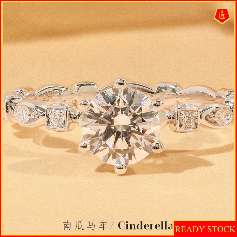 [Ready Stock]Creative Personality 1 Karat Rhinestone Ring Pt950 Platinum