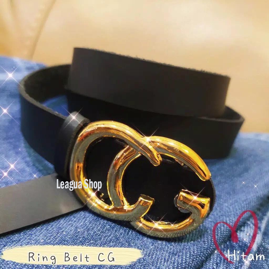 [BISA COD] Tali Pinggang Double CG Belt Wanita Belt Fashion Sabuk Kulit Buatan Polyurethane Import Ikat Pinggang Murah