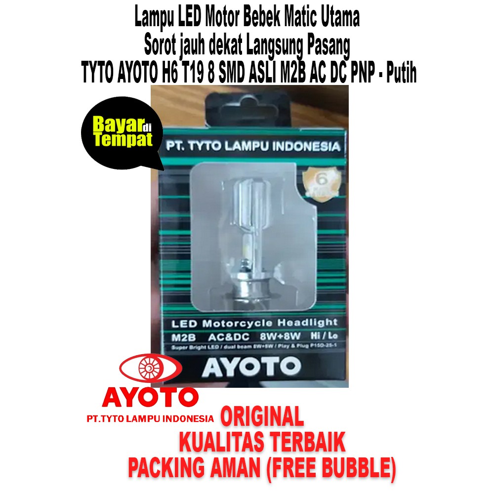 Lampu depan motor LED AYOTO M2B H6 AC DC motor matic bebek