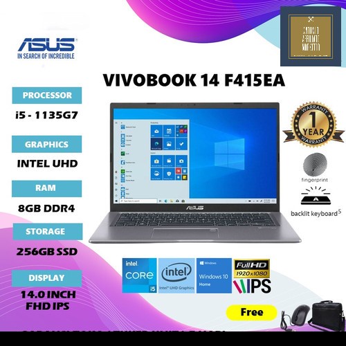 Asus Vivobook 14 F415EA Intel Core i5/i3 Gen 11 8GB RAM 256/512GB SSD FHD