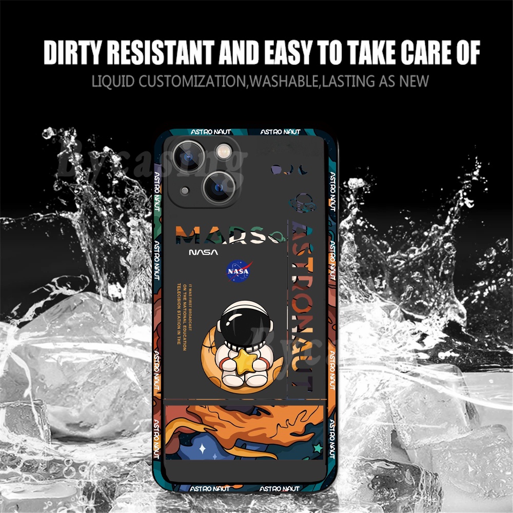 Casing Redmi Note 12 4G Note 11 Pro Note 11S Poco M3 X3 Pro X3 NFC Redmi 10 9T Note 10S Note 9S Note 8 Trendy Mars Astronot Motif Samping Casing Ponsel Bahan Karet Lembut Cover Dengan Tali BY