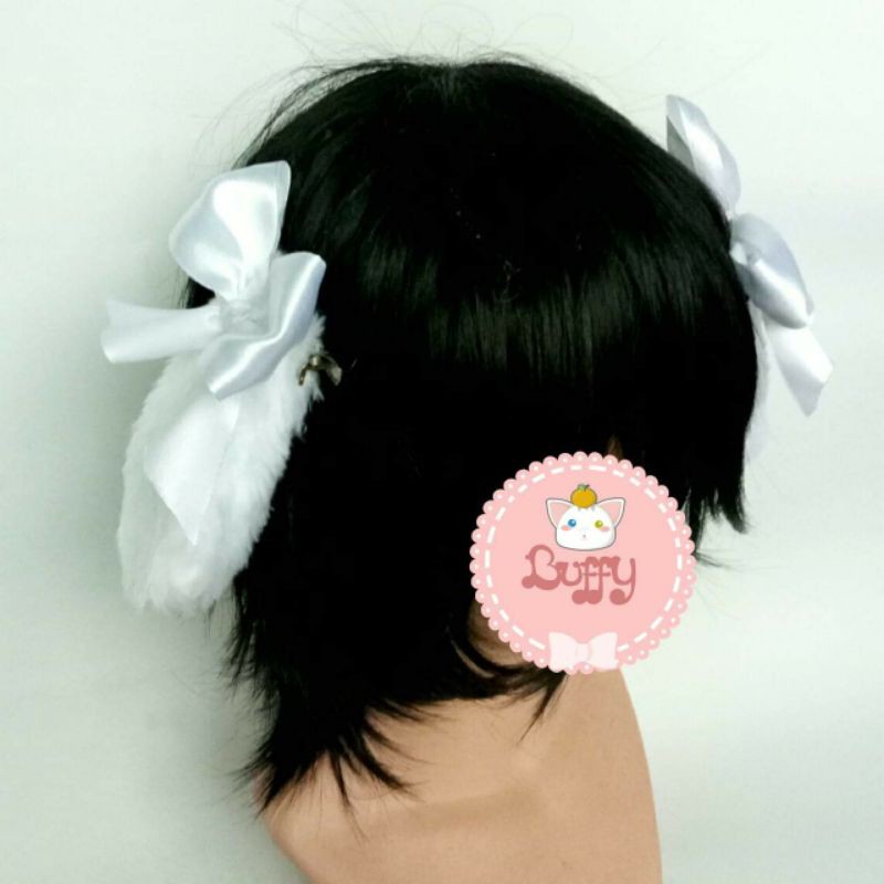 hairclip floppy bunny ear lace lolita harajuku cosplay animal white rabbit kelinci buffy kawaii