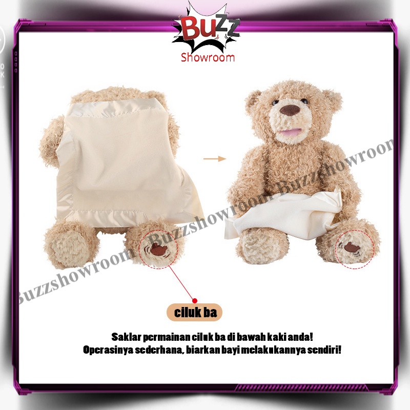 Boneka beruang peek a boo, bear peek ka boo, cilukba singing