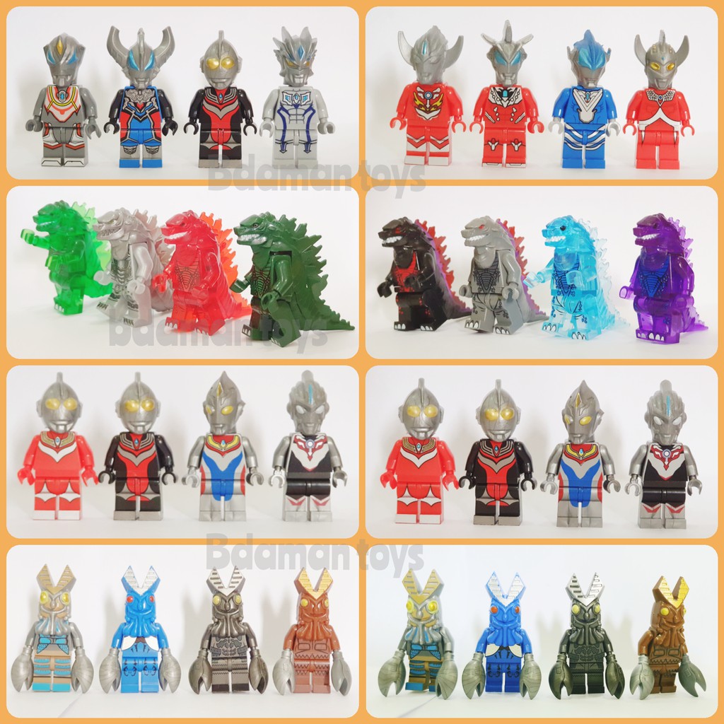 FIGURE MONSTER ULTRAMAN R/B BLU ROSSO/TOPPER ULTRAMAN DEKORASI KUE HIASAN/GODZILA ALIENBALTAN BRICKS