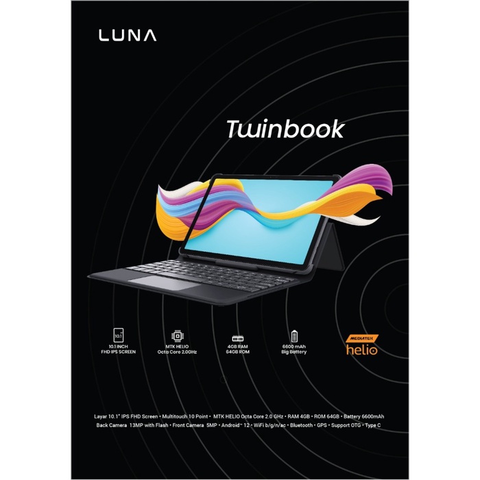 LUNA Twinbook T10 Tablet 10 inch 10&quot; 4/64 Ram 4GB Internal 64GB Garansi Resmi