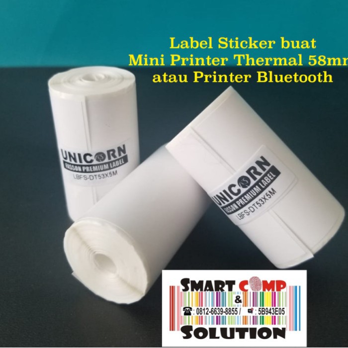 Kertas Label Stiker Thermal 53X5meter coreless - Printer Bluetooth 58mm