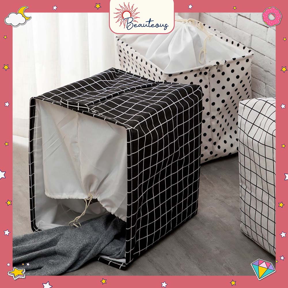 Storage Bag Jumbo Serut Tempat Penyimpanan Selimut Bad Cover Baju Keranjang Laundry Serbaguna