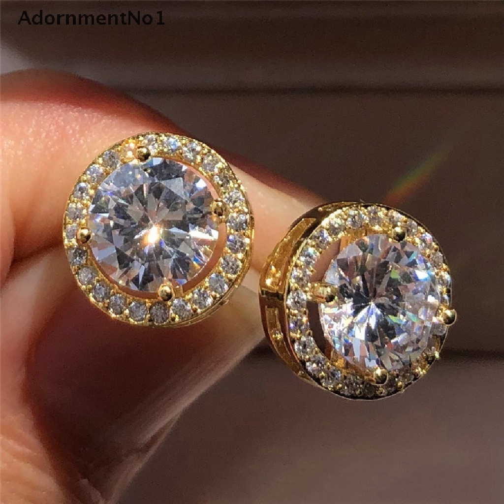 (AdornmentNo1) Anting Tusuk Vintage Bentuk Bulat Aksen Kristal Zircon Untuk Perhiasan Wanita / Pernikahan