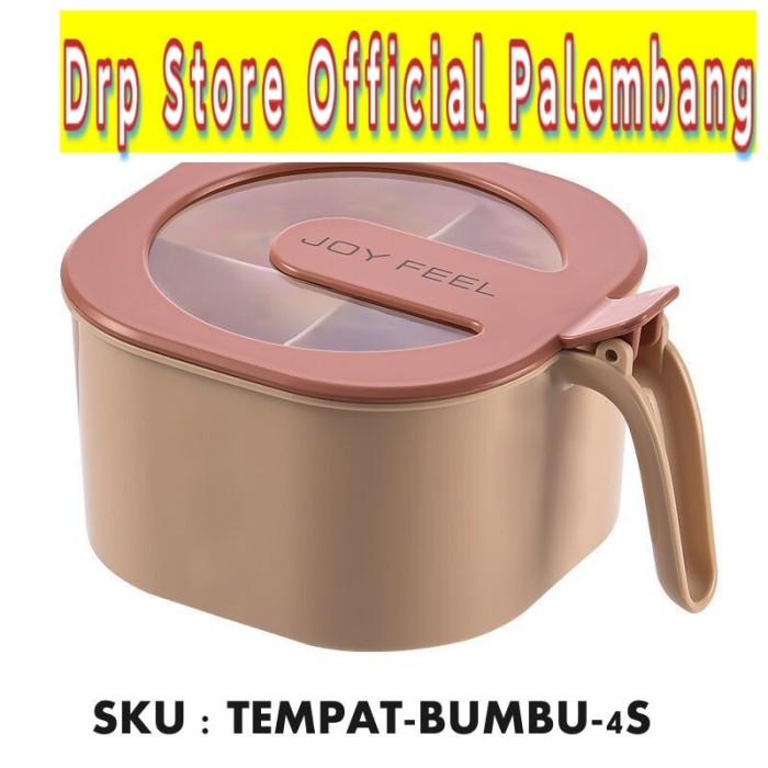 Tempat bumbu dapur 4 sekat Seasoning Storage - Merah Muda