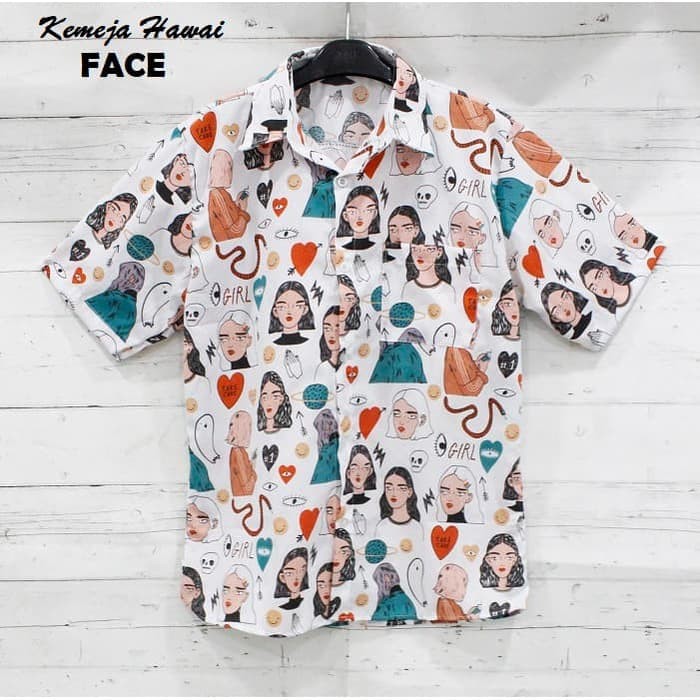 Kemeja Motif Casual Wanita KEMEJA MON HAWAI WANITA LENGAN PENDEK HAWAI PASTEL RAYON RETRO RR