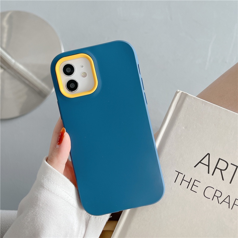 iPhone Case Liquid Silicone Skin Feel Three-in-One  for iPhone 13 pro max 12 11 pro max 7 8 plus Candy Color shockproof case