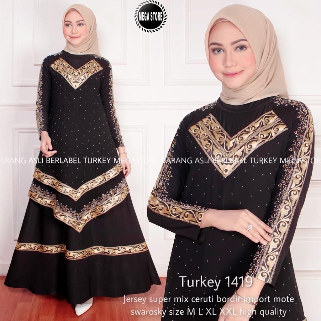 Abaya Turkey 1419 hitam bordir//turki saudi// Abaya ORI/Abaya Hitam