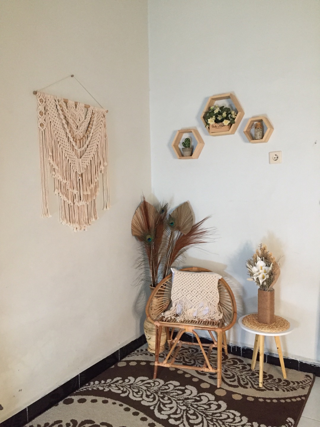 Rak Hexagon Segi Enam 6 Honney Comb Rack Kayu Wood Wooden Set Wall Shelves