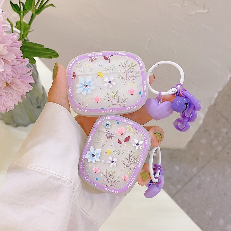 Purple Flower Softcase for Airpods 1/2 Pro 3 Case Airpods Lucu